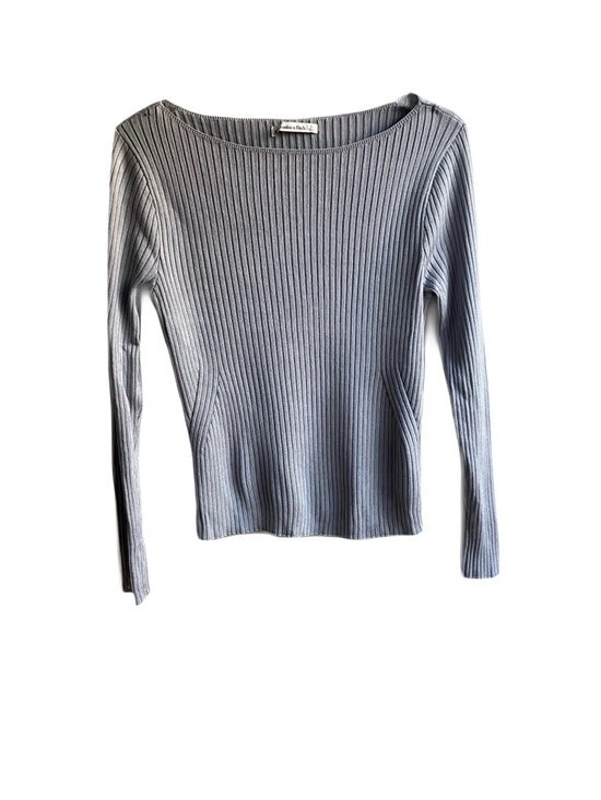 Abercrombie & Fitch Sweaters - Abercrombie & Fitch Gloss Slashneck Sweater Size L Blue Ribbed Boatneck Knit Top